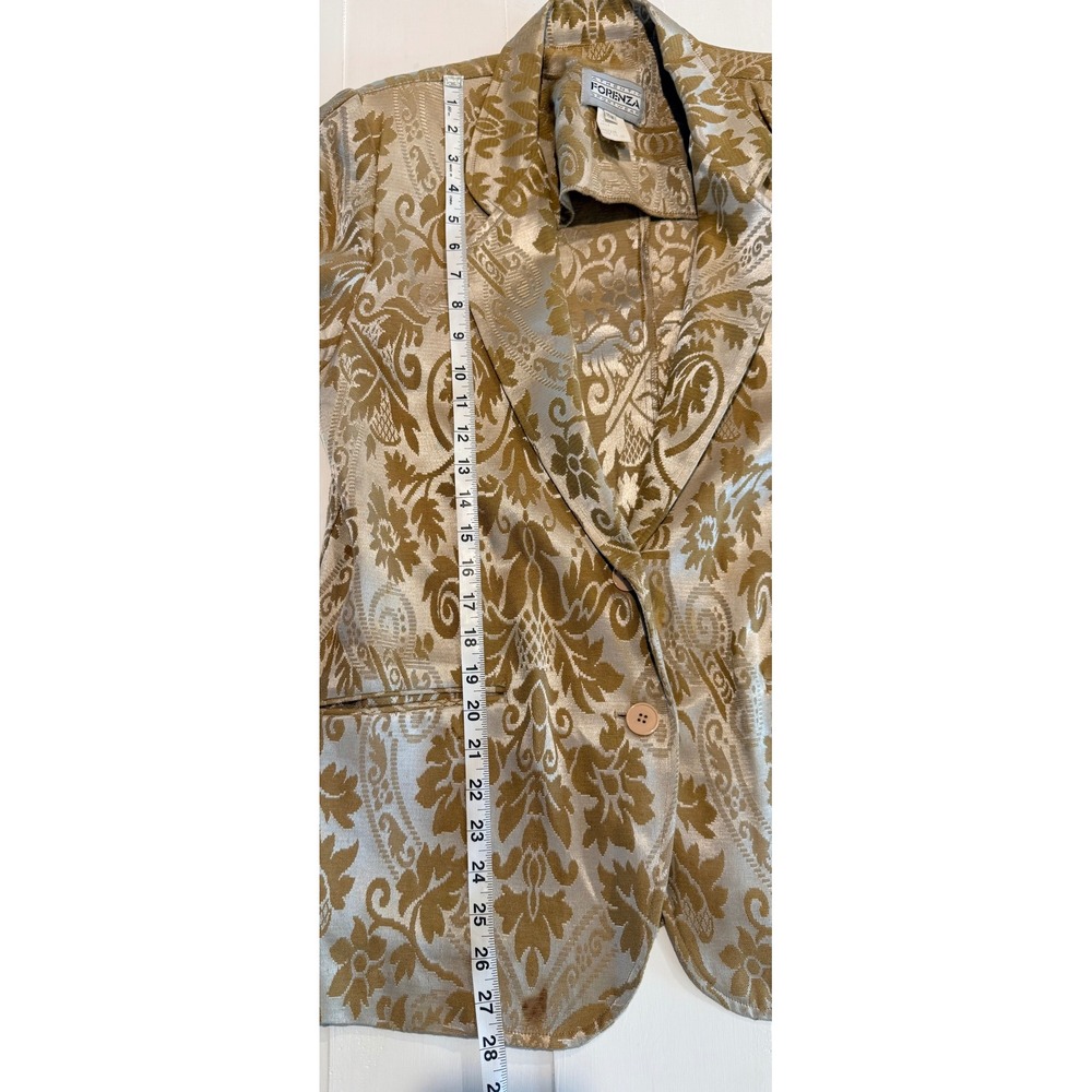 Vintage 90s Y2K Gold Floral Tapestry Blazer Sz 7/8 Urban Unique Artsy Maximalist - Picture 6 of 8